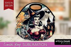 Witch Lunch Bag Sublimation - Retro Halloween Lunch Bug PNG Product Image 1