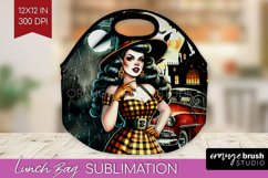 Witch Lunch Bag Sublimation - Retro Halloween Lunch Bug PNG Product Image 1