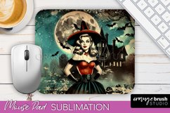 Retro Witch Mouse Pad - Halloween Mousepad Sublimation PNG Product Image 1
