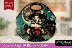Witch Lunch Bag Sublimation - Retro Halloween Lunch Bug PNG Product Image 1