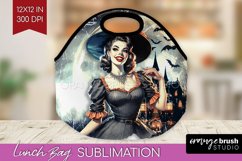Witch Lunch Bag Sublimation - Retro Halloween Lunch Bug PNG Product Image 1