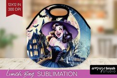 Witch Lunch Bag Sublimation - Retro Halloween Lunch Bug PNG Product Image 1
