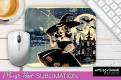 Retro Witch Mouse Pad - Halloween Mousepad Sublimation PNG Product Image 1