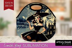 Witch Lunch Bag Sublimation - Retro Halloween Lunch Bug PNG Product Image 1