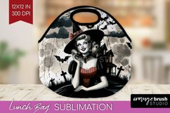 Witch Lunch Bag Sublimation - Retro Halloween Lunch Bug PNG Product Image 1