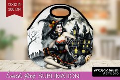 Witch Lunch Bag Sublimation - Retro Halloween Lunch Bug PNG Product Image 1