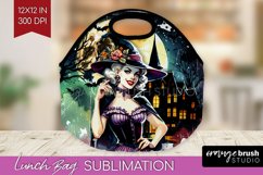 Witch Lunch Bag Sublimation - Retro Halloween Lunch Bug PNG Product Image 1