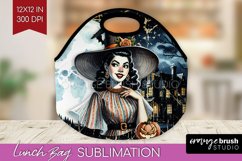 Witch Lunch Bag Sublimation - Retro Halloween Lunch Bug PNG Product Image 1