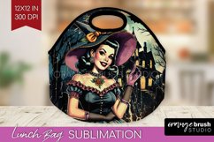 Witch Lunch Bag Sublimation - Retro Halloween Lunch Bug PNG Product Image 1
