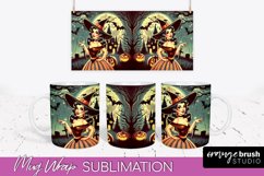 Retro Witch Mug Wrap - Vintage Halloween Mug Sublimation Product Image 1