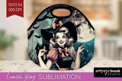 Witch Lunch Bag Sublimation - Retro Halloween Lunch Bug PNG Product Image 1