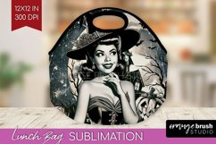 Witch Lunch Bag Sublimation - Retro Halloween Lunch Bug PNG Product Image 1