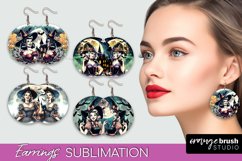 Retro Witch Earrings PNG - Halloween Earrings Sublimation Product Image 1
