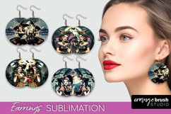 Retro Witch Earrings PNG - Halloween Earrings Sublimation Product Image 1