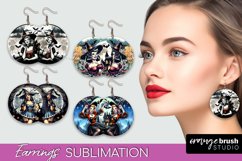 Retro Witch Earrings PNG - Halloween Earrings Sublimation Product Image 1