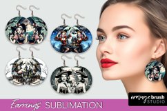 Retro Witch Earrings PNG - Halloween Earrings Sublimation Product Image 1