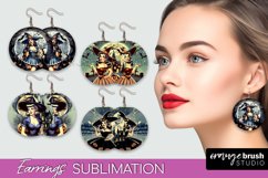 Retro Witch Earrings PNG - Halloween Earrings Sublimation Product Image 1