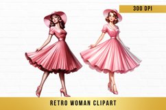 Retro woman clipart, Retro woman sublimation Product Image 1