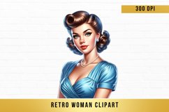Retro woman clipart, Retro woman sublimation Product Image 1