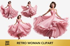 4 png Retro woman clipart, Retro woman sublimation Product Image 1