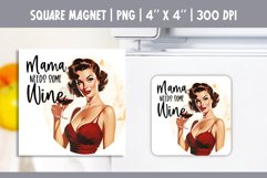 Vintage Pin Up Girl Square Magnet Sublimation Design PNG Product Image 1