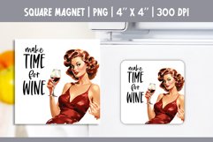 Vintage Pin Up Girl Square Magnet Sublimation Design PNG Product Image 1