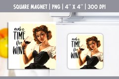 Vintage Pin Up Girl Square Magnet Sublimation Design PNG Product Image 1