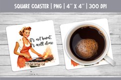 Vintage Pin Up Girl Square Coaster Sublimation Design PNG Product Image 1