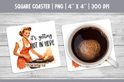 Vintage Pin Up Girl Square Coaster Sublimation Design PNG Product Image 1