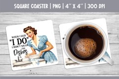 Vintage Pin Up Girl Square Coaster Sublimation Design PNG Product Image 1