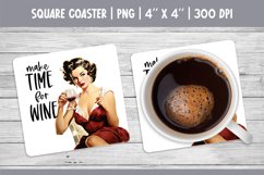 Vintage Pin Up Girl Square Coaster Sublimation Design PNG Product Image 1