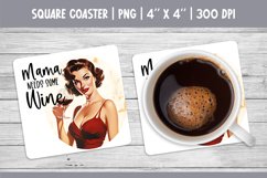 Vintage Pin Up Girl Square Coaster Sublimation Design PNG Product Image 1