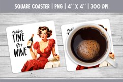 Vintage Pin Up Girl Square Coaster Sublimation Design PNG Product Image 1