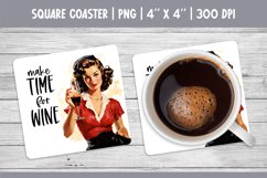 Vintage Pin Up Girl Square Coaster Sublimation Design PNG Product Image 1