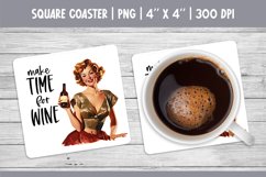 Vintage Pin Up Girl Square Coaster Sublimation Design PNG Product Image 1