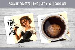 Vintage Pin Up Girl Square Coaster Sublimation Design PNG Product Image 1