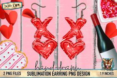 Valentine's Day earring design, sublimation PNG, retro love, XO motif, pin striping, vintage vibes, DIY jewelry, double-sided earring blanks, X-heart MDF, instant download, digital art, craft supplies, Valentine's Day gifts