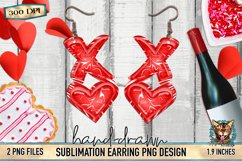 Valentine's Day earring design, sublimation PNG, retro love, XO motif, pin striping, vintage vibes, DIY jewelry, double-sided earring blanks, X-heart MDF, instant download, digital art, craft supplies, Valentine's Day gifts