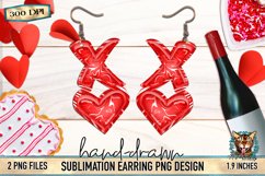 Valentine's Day earring design, sublimation PNG, retro love, XO motif, pin striping, vintage vibes, DIY jewelry, double-sided earring blanks, X-heart MDF, instant download, digital art, craft supplies, Valentine's Day gifts