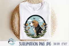Beagle Dog with Flowers | Pet Sublimation PNG JPG Product Image 2