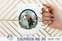 Beagle Dog with Flowers | Pet Sublimation PNG JPG Product Image 3
