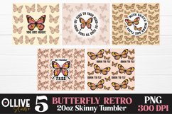 Butterfly Inspirational Skinny 20oz Tumbler Wrap PNG Bundle Product Image 2