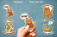 Funny retro cat stickers printable | Cute animal sticker Product Image 1