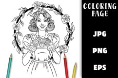 Vintage Housewife with Cupcakes Coloring Page Product Image 1