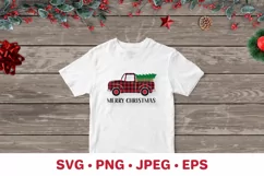Christmas retro truck. Merry Christmas SVG. Buffalo plaid Product Image 4