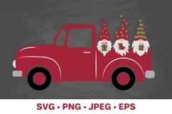 Christmas retro truck with gnomes. Farmhouse Christmas SVG Product Image 1