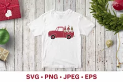 Christmas retro truck with gnomes. Farmhouse Christmas SVG Product Image 3