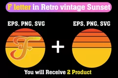 Retro Vintage Sunset | F Letter in a Retro Vintage Circle Product Image 1