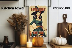 Retro woman kitchen towel | Pin up girl Halloween towel Product Image 1