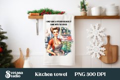 Retro woman kitchen towel sublimation | Towel PNG design Product Image 1